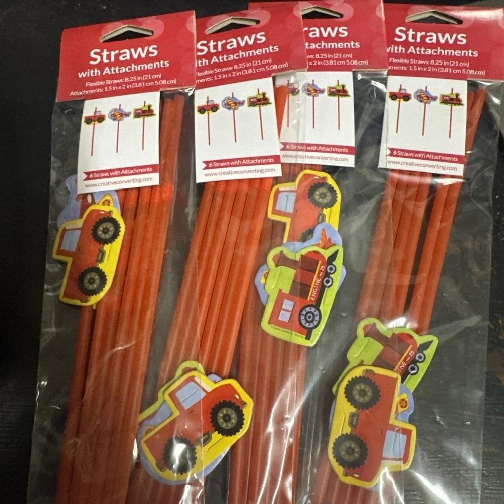 24 Airplane Straws Train Truck Boat Straws Birthday Party Favor Supply On the Go